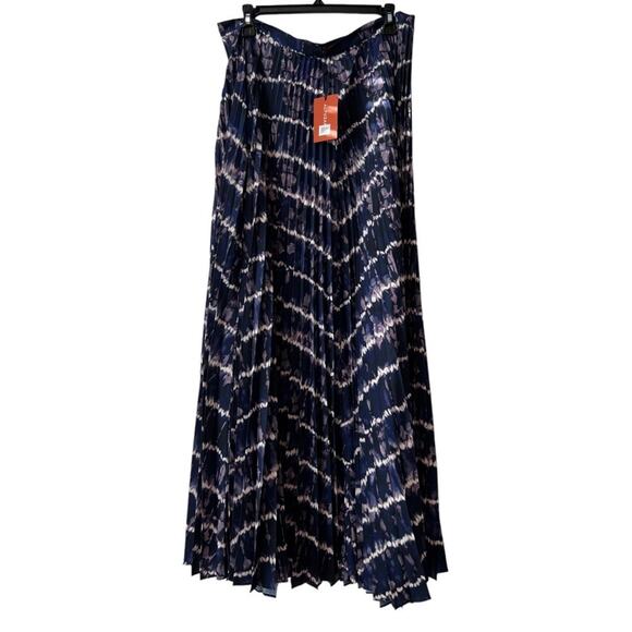 Altuzarra Sif Printed Crepe Pleated Maxi Skirt In Berry Blue Size 14 - Picture 6 of 12